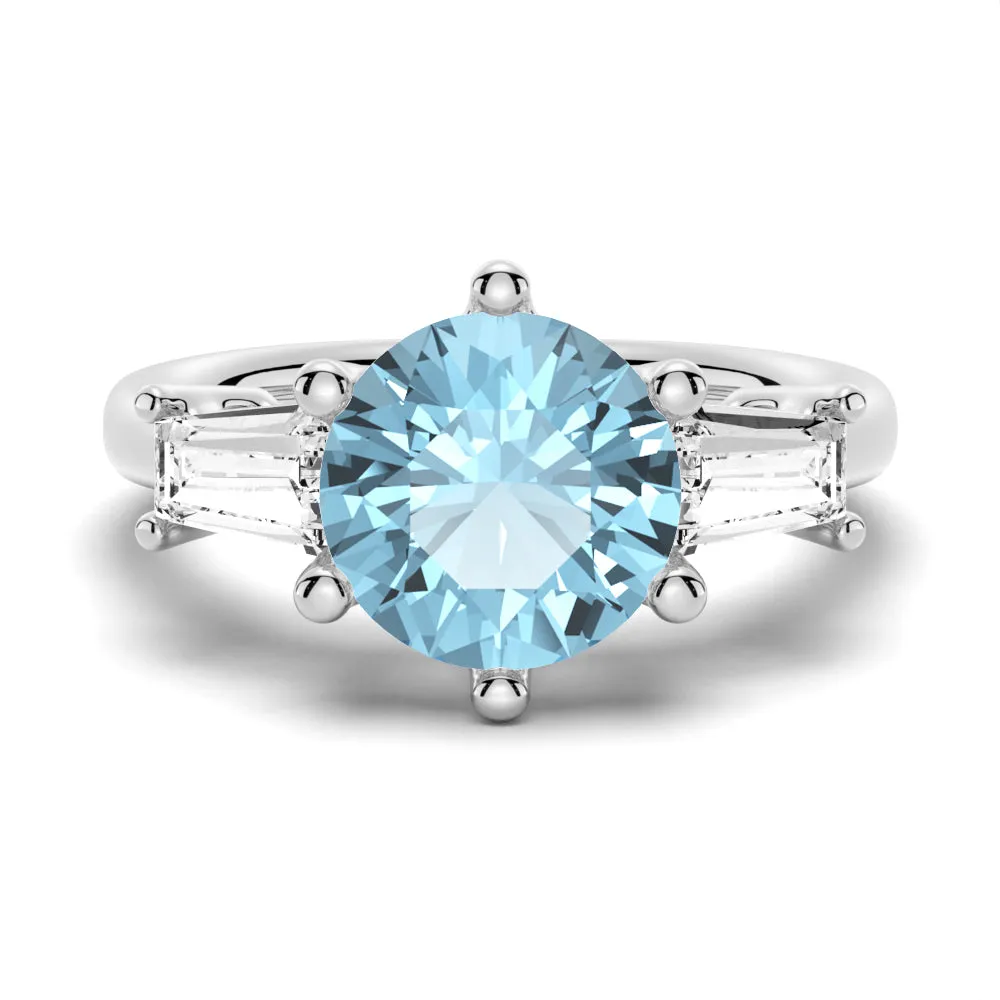 1 CT. Natural Sky Blue Topaz Three Stone Ring [Ships within 24 hrs]