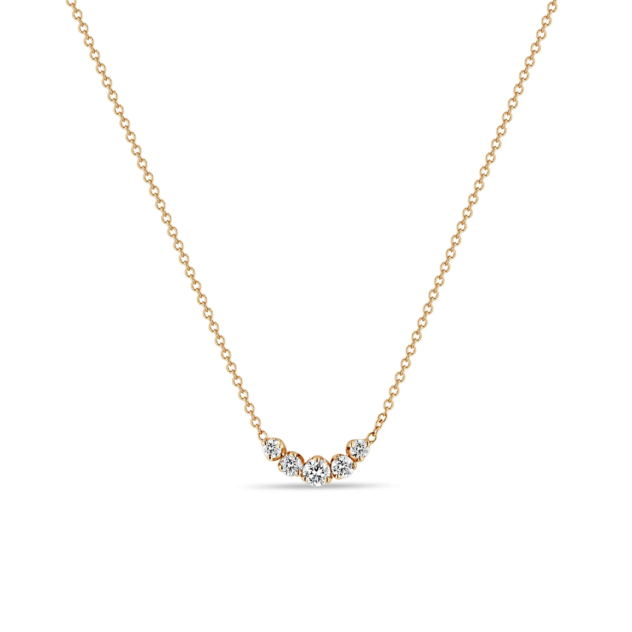 14k 5 Graduated Prong Diamond Necklace