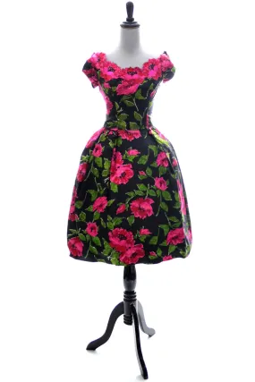 1950s Kay Selig Floral Silk Vintage Dress SOLD