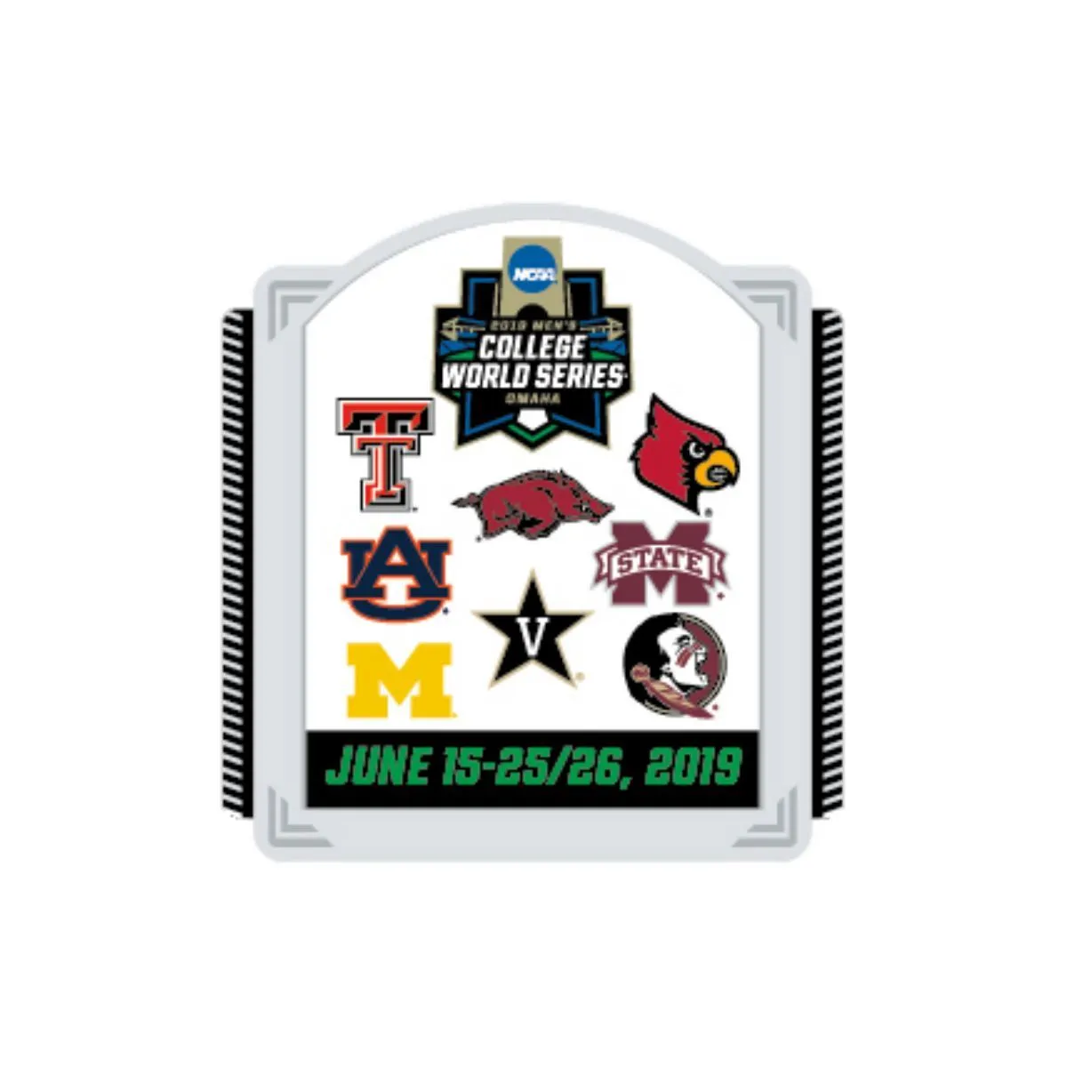 2019 NCAA Men's College World Series CWS 8 Team WinCraft Metal Lapel Pin