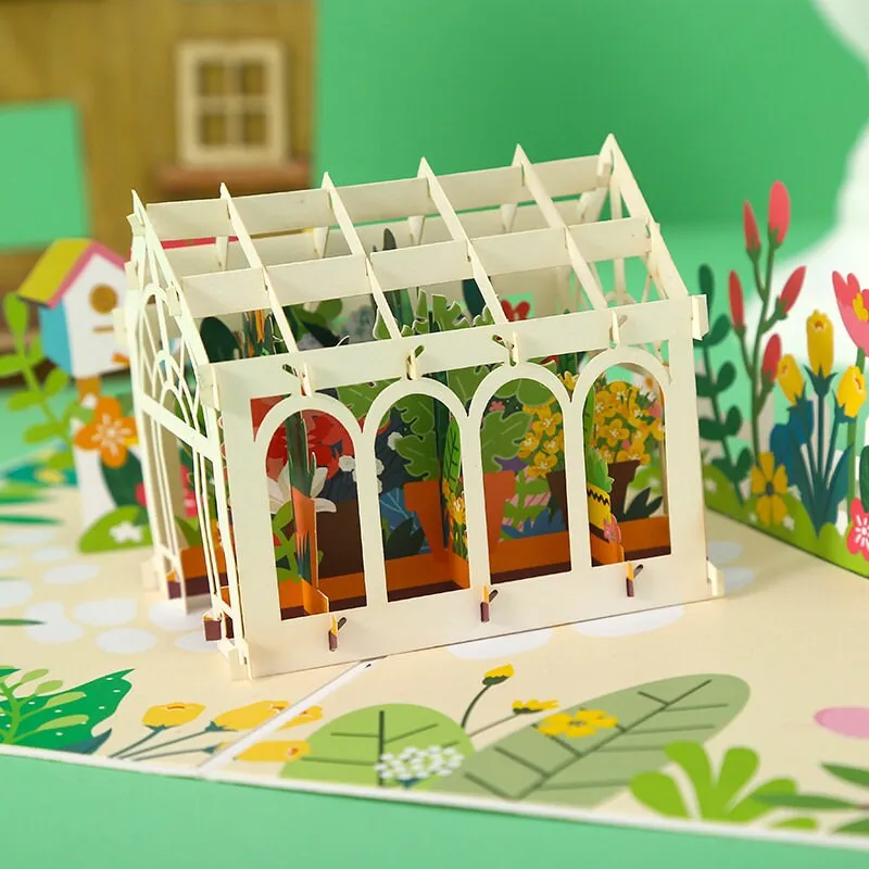 3D Flowers Plant House Handmade Pop Up Greeting Card: Perfect for Thinking of You, Congratulations, Birthday Weddings, or Saying Thank You