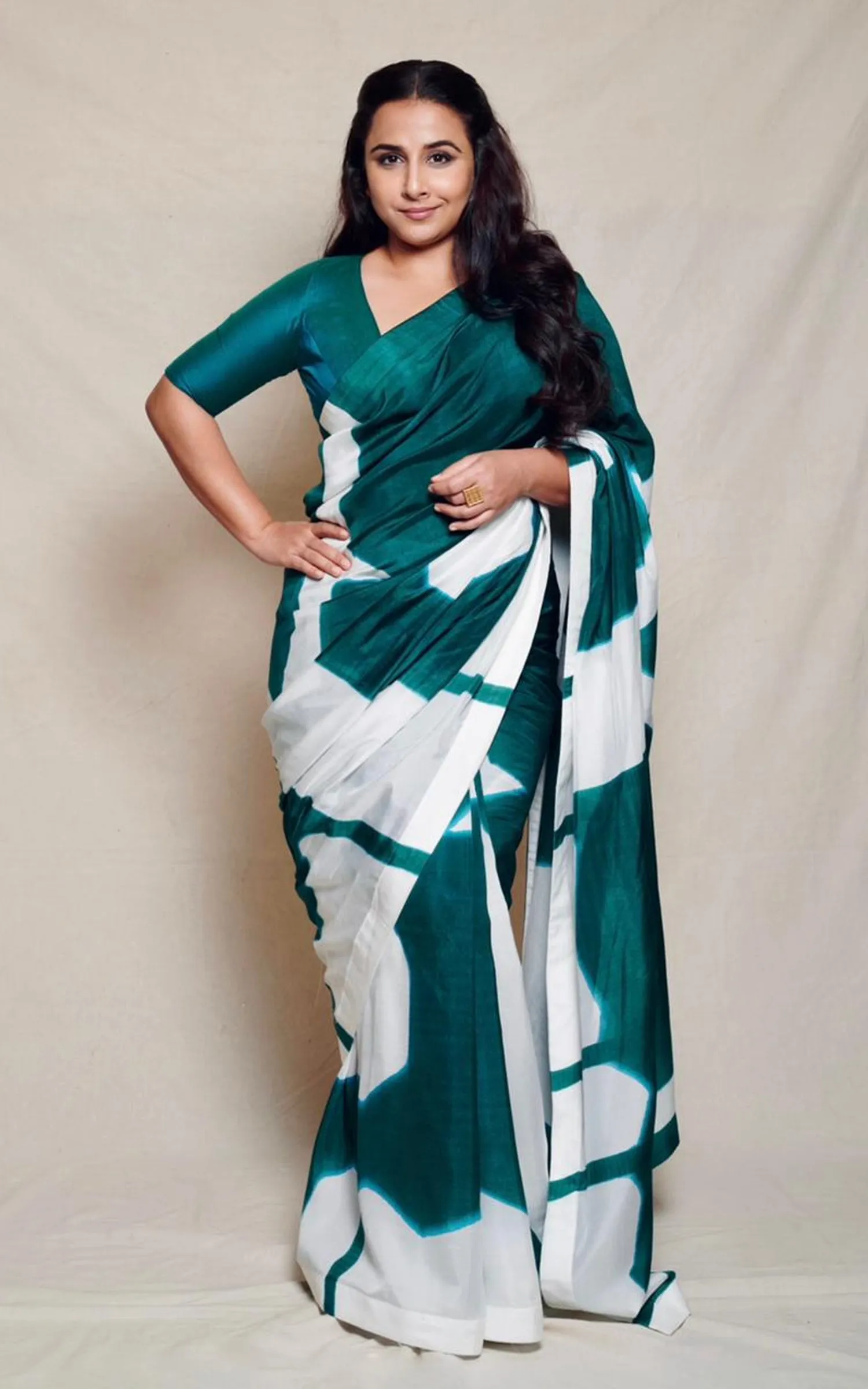 Abstract Printed Saree With an Off Shoulder Blouse