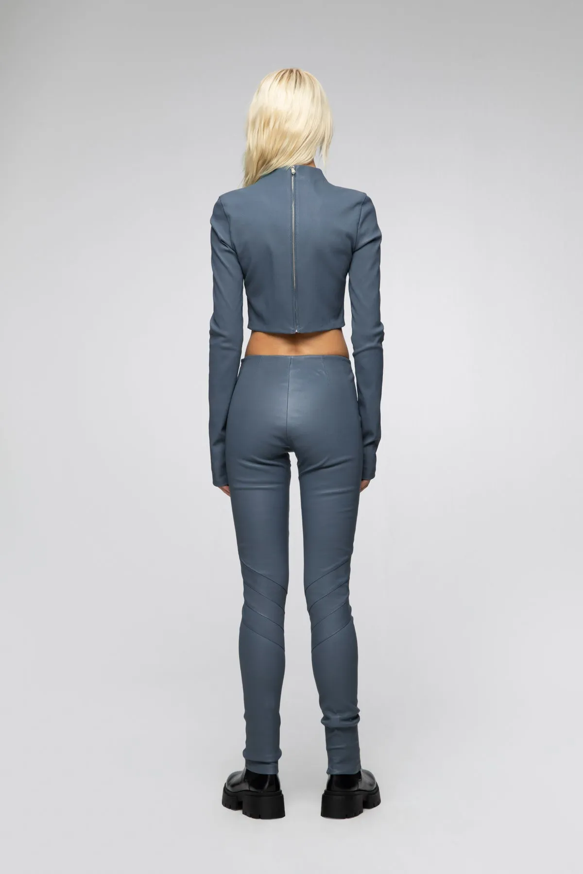 Agata - Indigo Leather Top