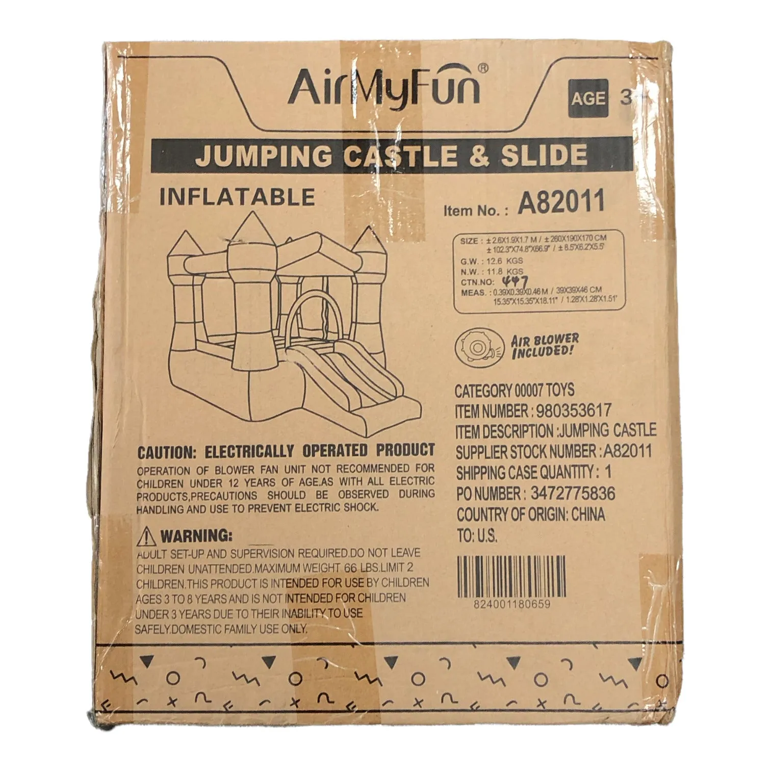 AirMyFun Classic Jumping Castle & Reinforced Sidewalls, 102.36 x 74.80 x 66.93