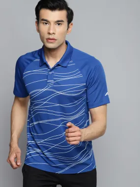 Alcis Men Blue Polo Collar Slim Fit Training or Gym T-shirt