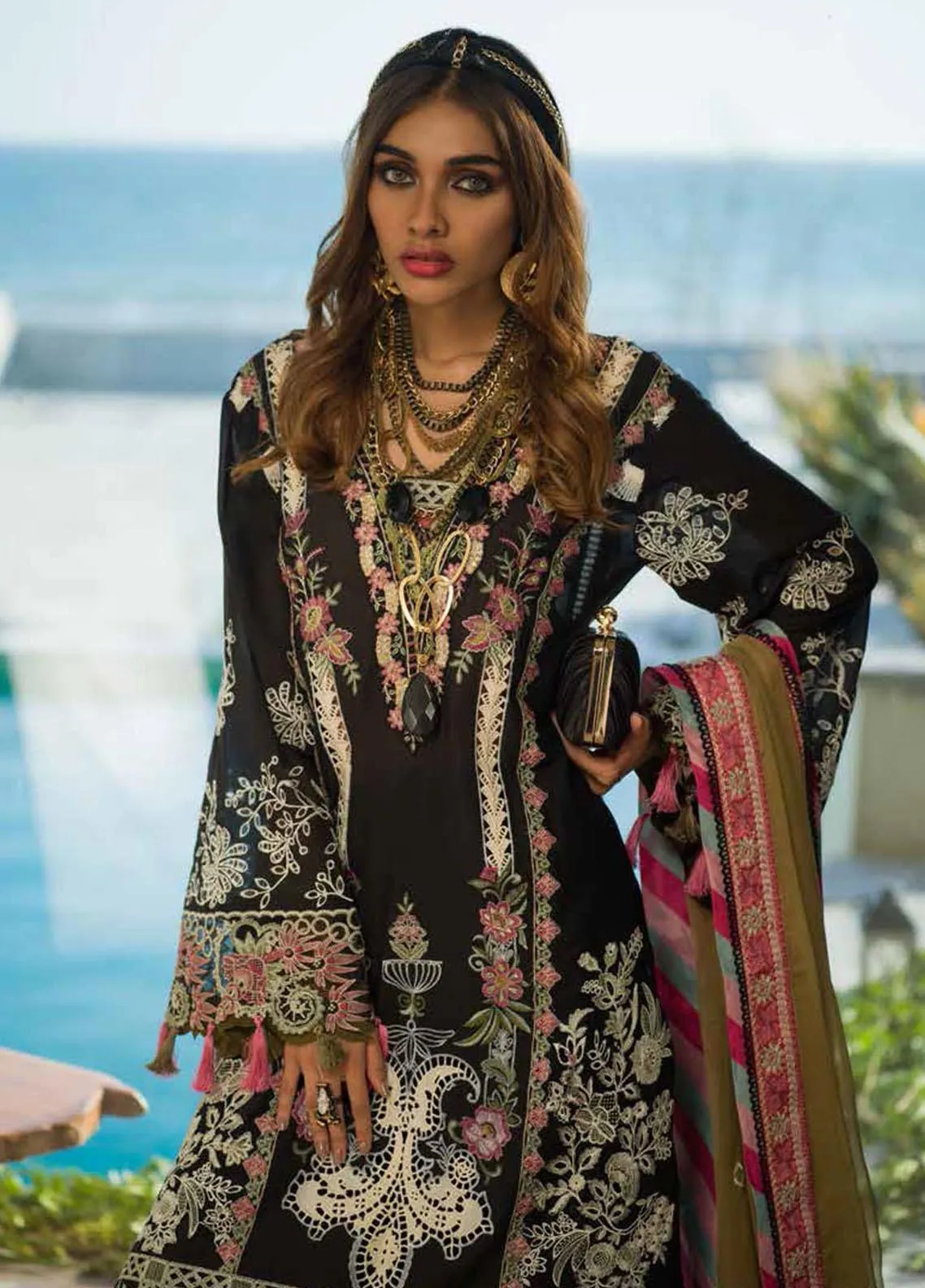 Alif By AJR Couture Embroidered Lawn Unstitched 3 Piece Suit - 09