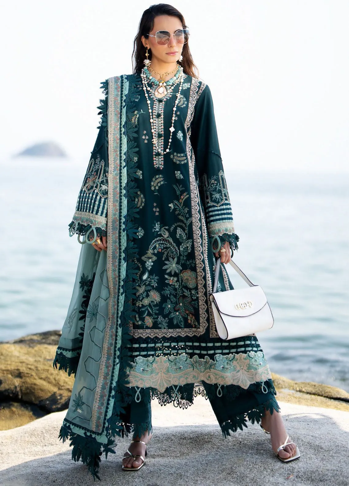 Alif By AJR Couture Signature Luxury Embroidered Lawn 3 Piece Unstitched Suit AJRC24ASLL-01 CELIA