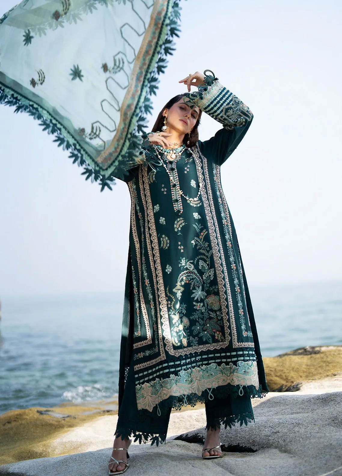 Alif By AJR Couture Signature Luxury Embroidered Lawn 3 Piece Unstitched Suit AJRC24ASLL-01 CELIA