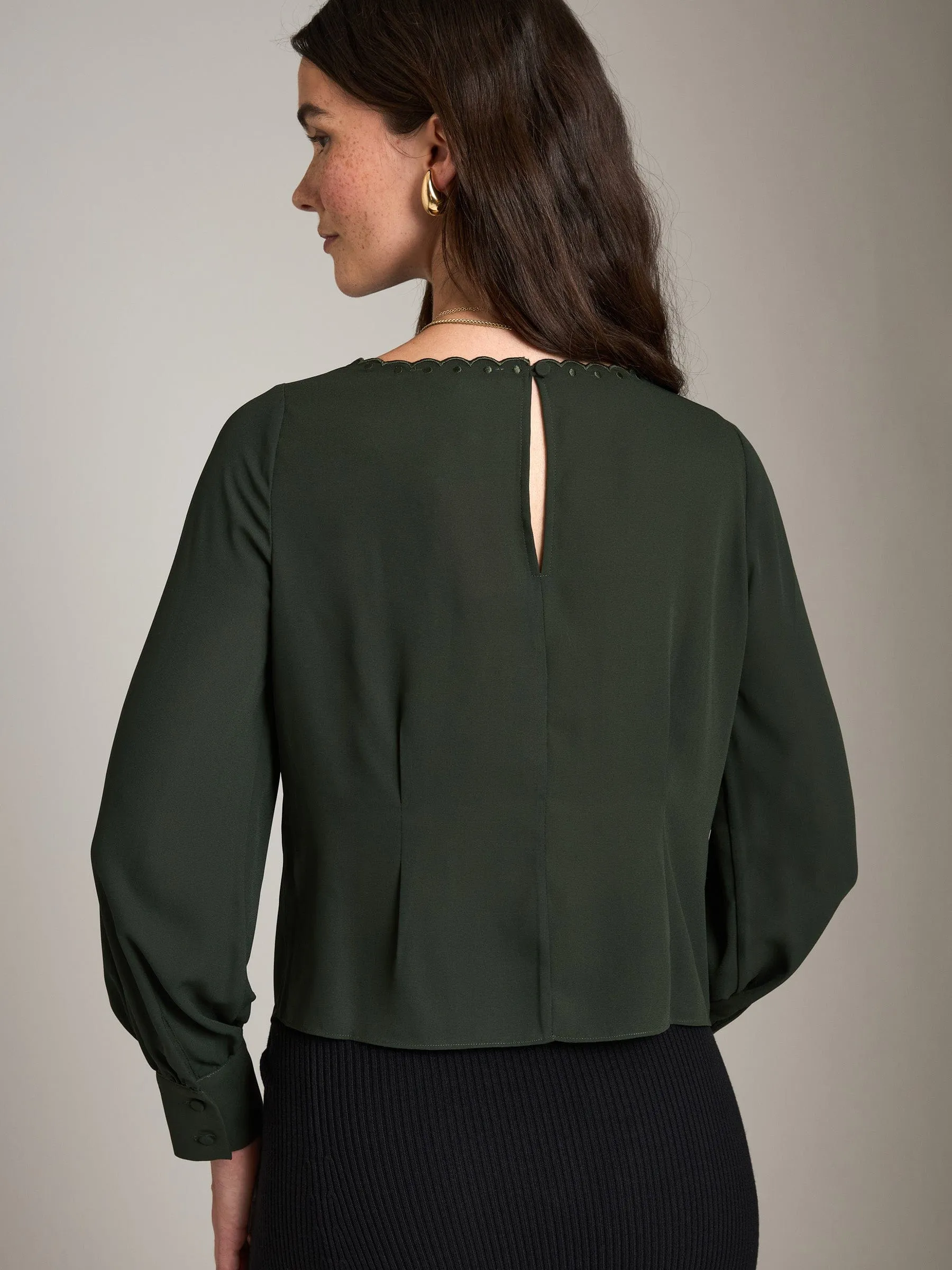 Alora Scallop Boat Neck Blouse