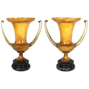 American Art Moderne Carved Fruit-Wood Urns Attr. to Robsjohn-Gibbings