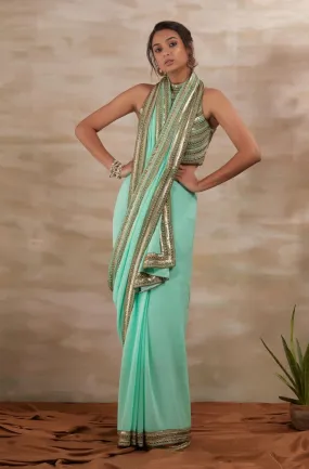 Aqua Metal Stud Saree