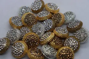 Assorted Pack of Silver Stone Studded Fancy Metal Button