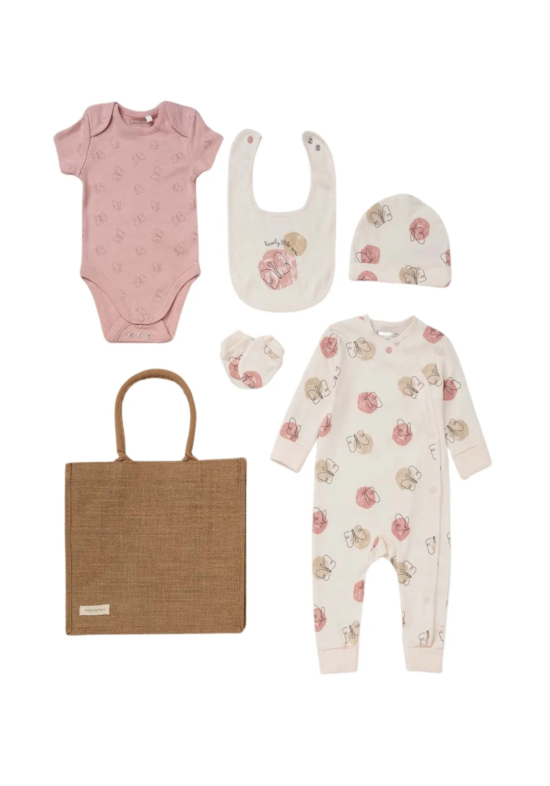 Baby Girl 5 Piece Butterfly Layette Set - Pink