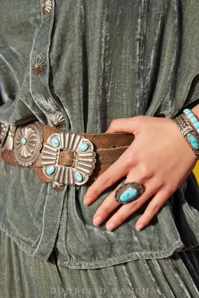 Belt, A Vintage, Concho, Turquoise, Vintage, Estate, Mid 20th Century, 162