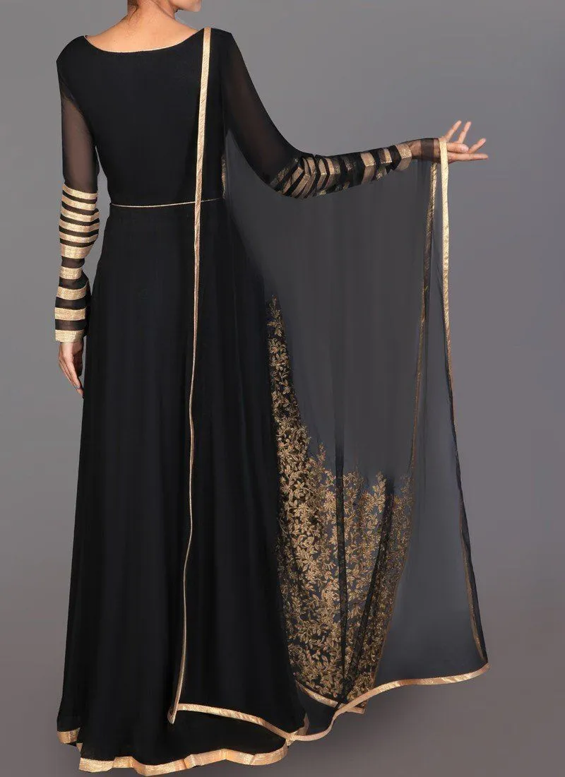 Black and Gold Embroidered Anarkali