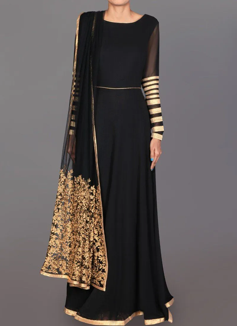 Black and Gold Embroidered Anarkali