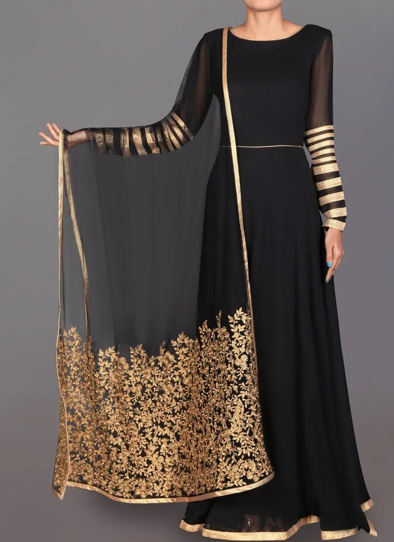 Black and Gold Embroidered Anarkali