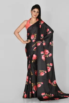 Black Floral Saree