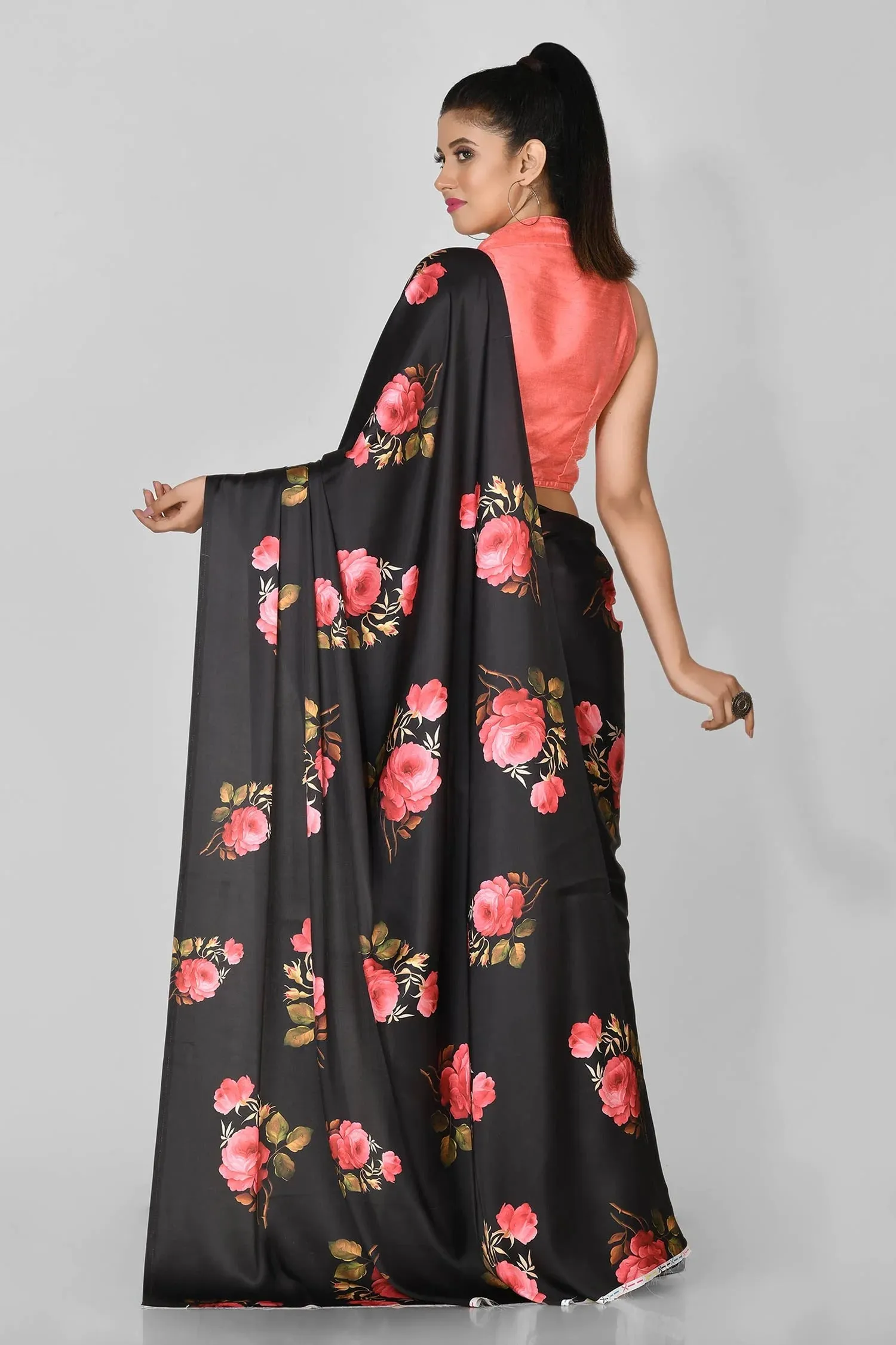 Black Floral Saree