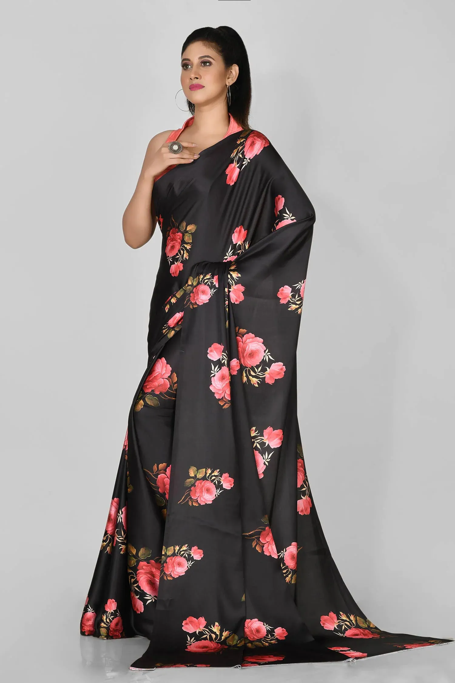 Black Floral Saree