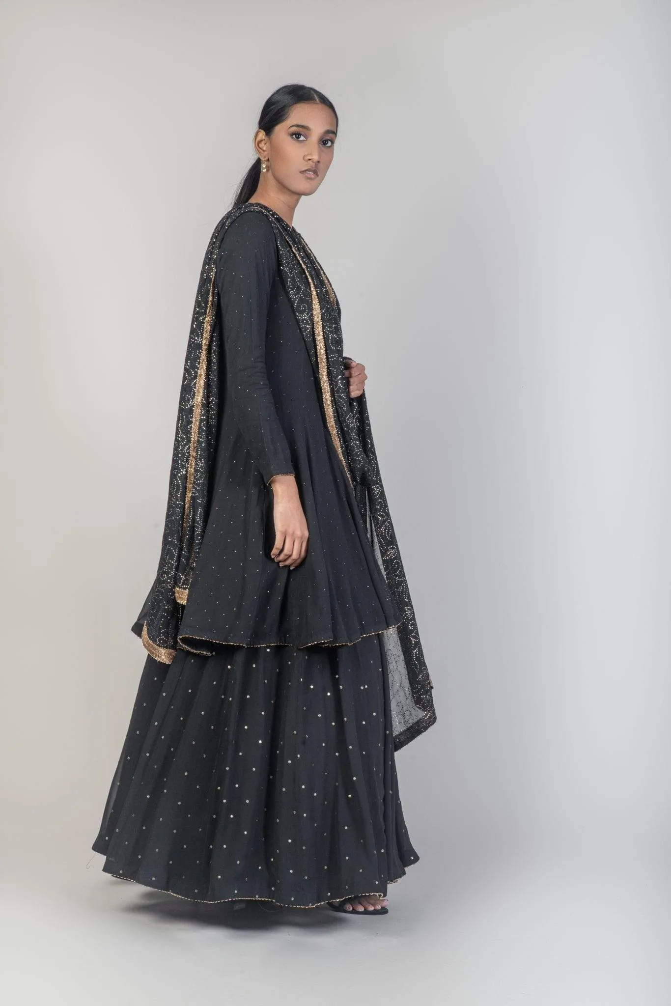 Black Georgette Embroidered Lehenga