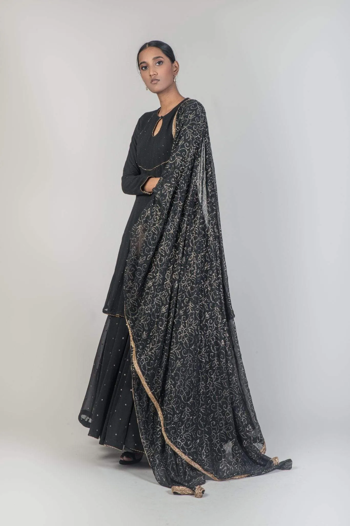 Black Georgette Embroidered Lehenga