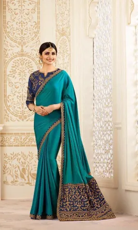 Blended blue traditional saree