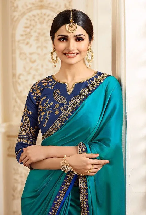 Blended blue traditional saree