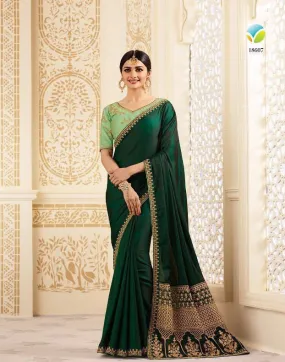 Blended green traditional saree