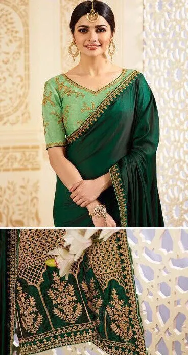 Blended green traditional saree