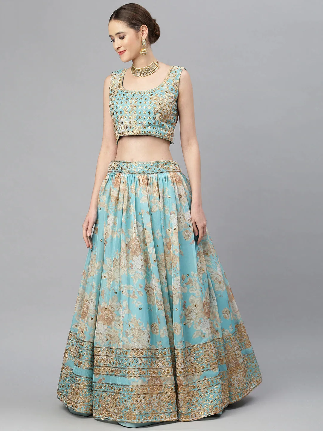 Blue Ariel Lehenga