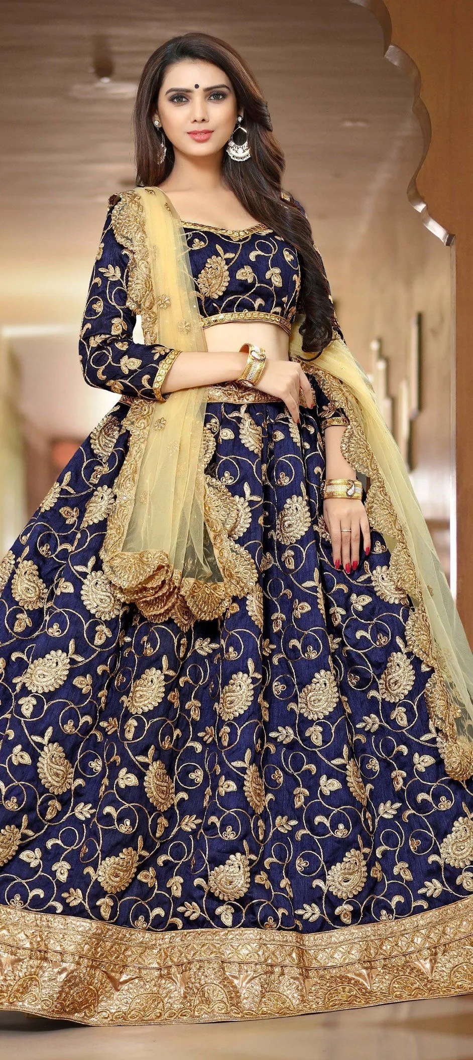 Blue color party wear lehenga