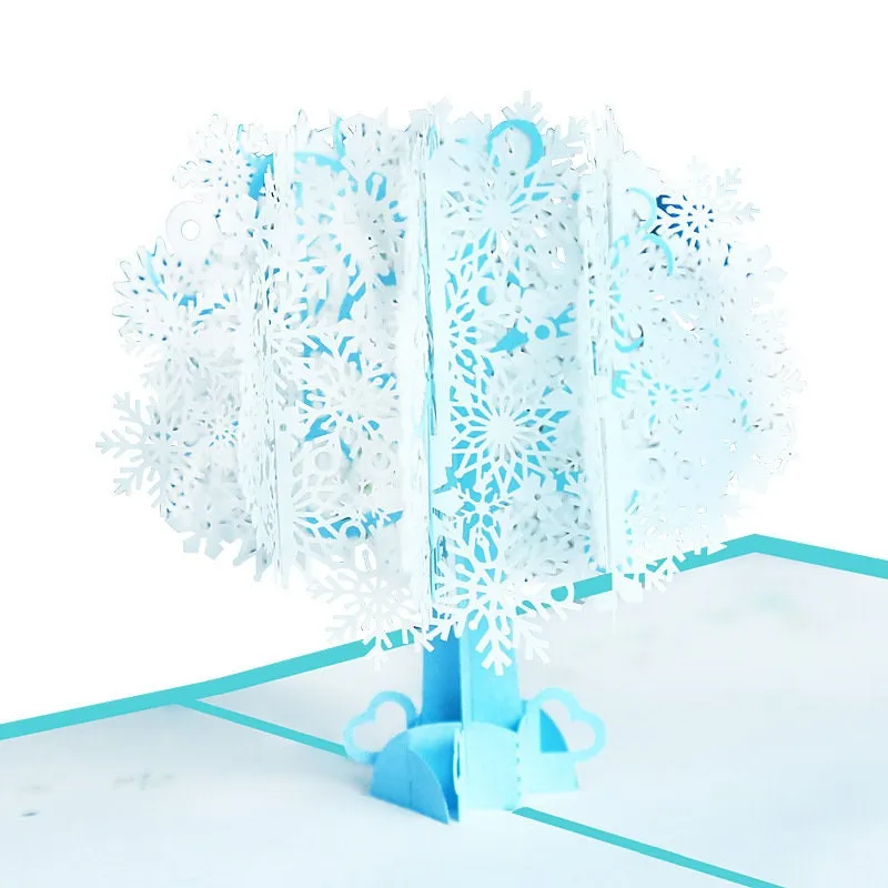 Blue Snowflake Tree 3D Pop Up Handmade Greeting Card - Perfect for Birthday Wishes Card Thinking of You, Congrats, & Thank You wishes!