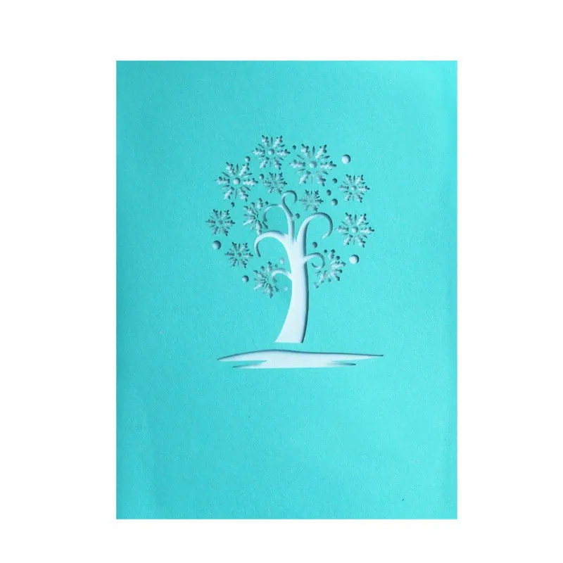 Blue Snowflake Tree 3D Pop Up Handmade Greeting Card - Perfect for Birthday Wishes Card Thinking of You, Congrats, & Thank You wishes!