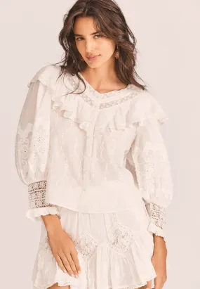 Bunnie Embroidered Lace Trimmed Blouse