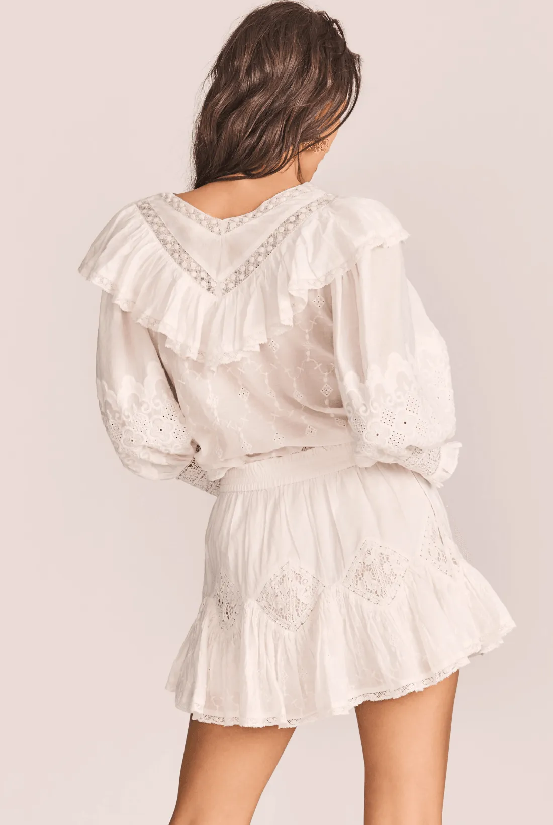 Bunnie Embroidered Lace Trimmed Blouse