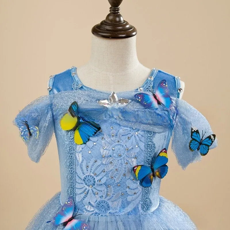 Cinderella Inspired Butterfly Theme Girls Dress