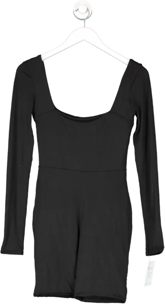 Club L Black Kayleigh Square Neck Long Sleeve Playsuit UK 8