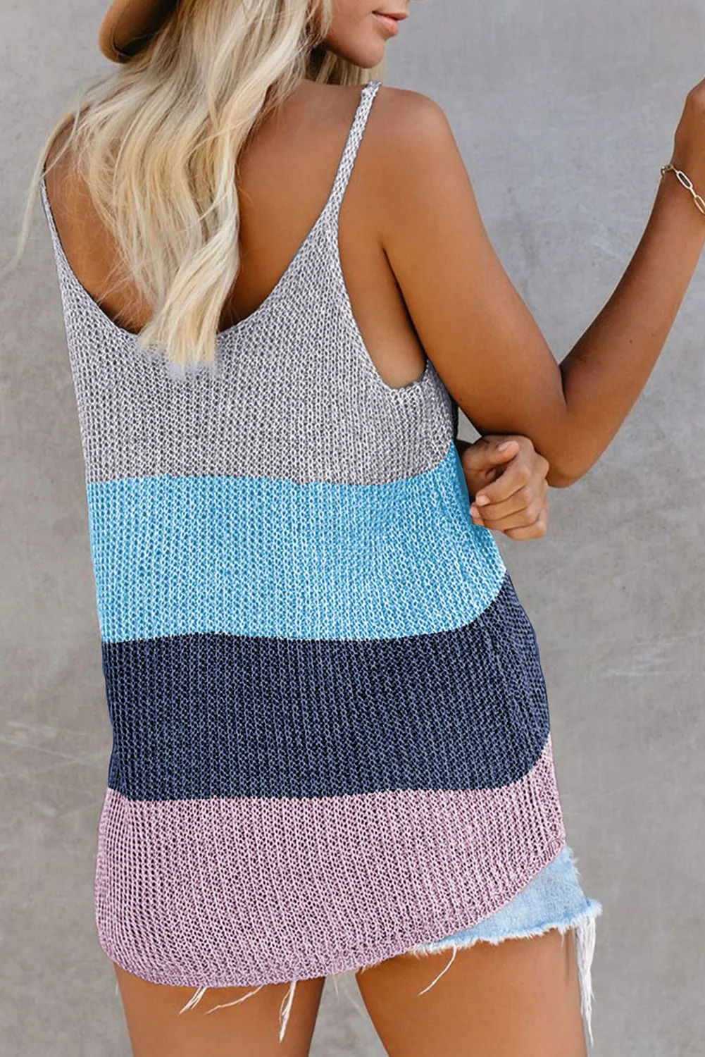 Colorblock Metallic Cami Tank