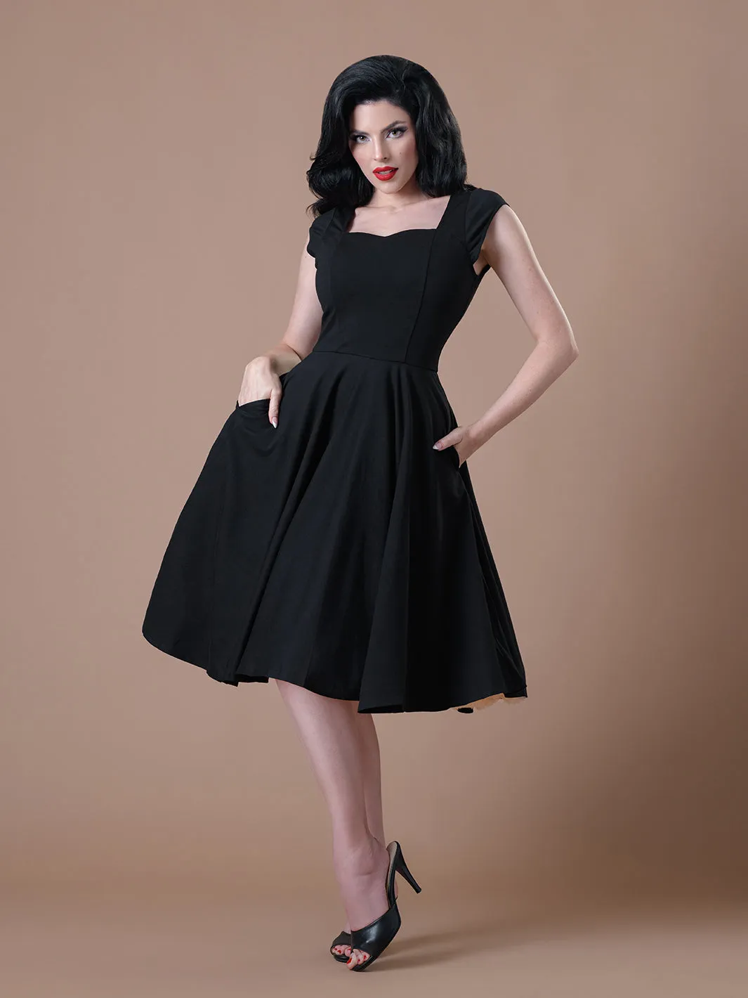 Cosmopolitan Swing Dress- Black