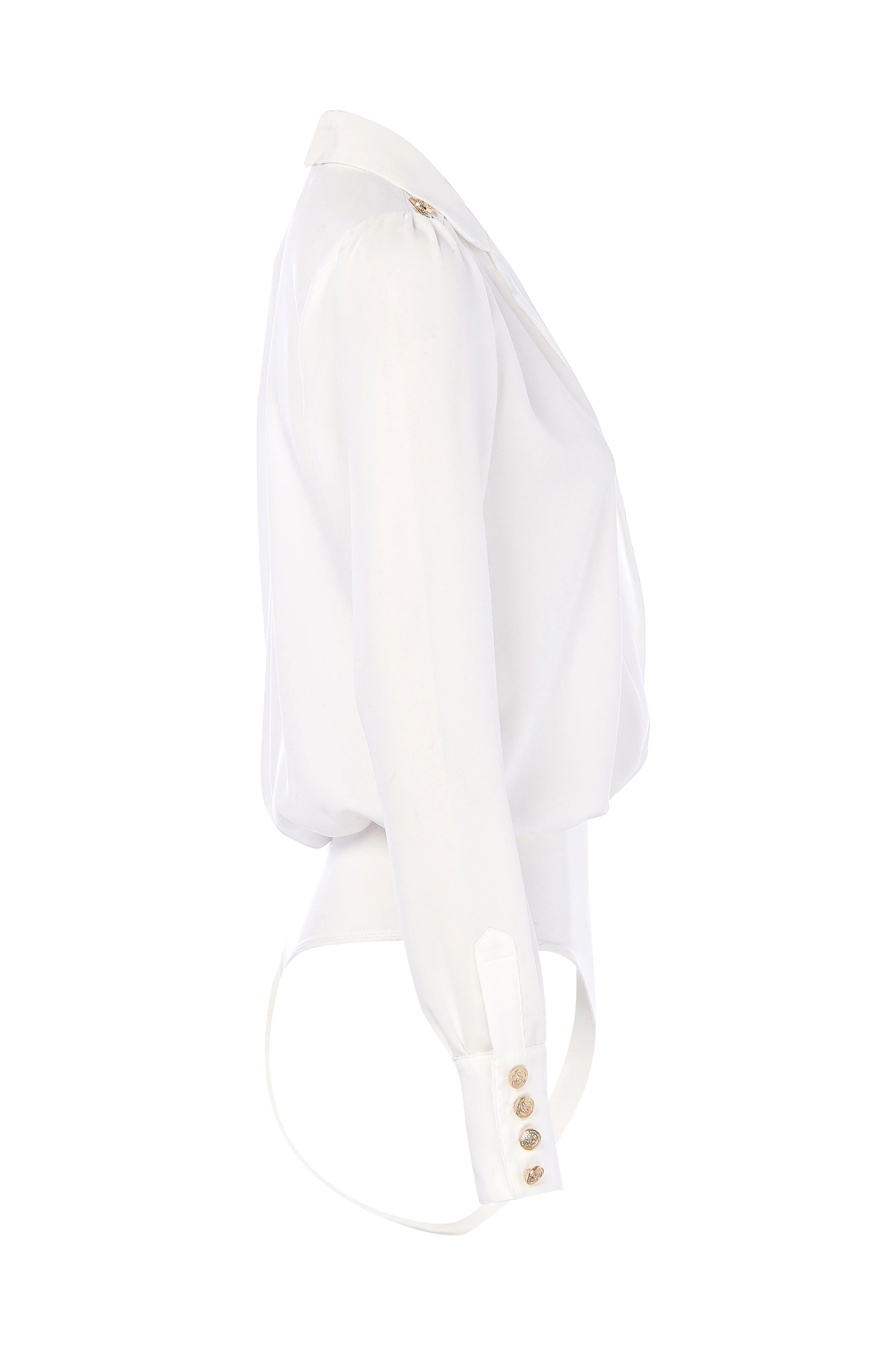 Cupro Shirt Bodysuit (White)