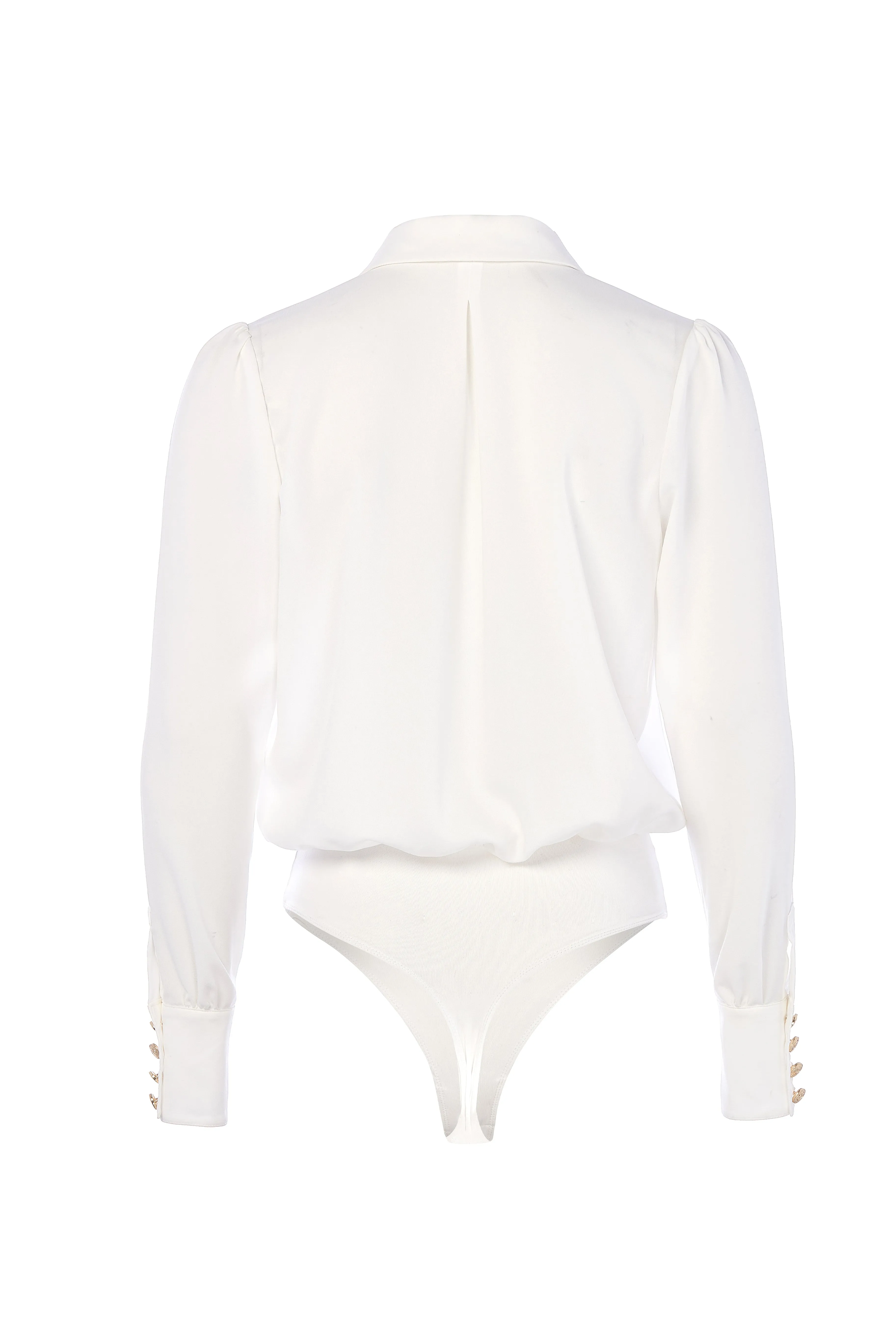 Cupro Shirt Bodysuit (White)