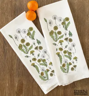 Dandelions Organic Cotton Tea Towel | Large 22x36" Flour Sack Towel | Kitchen Gift for Housewarming Party & Hostess