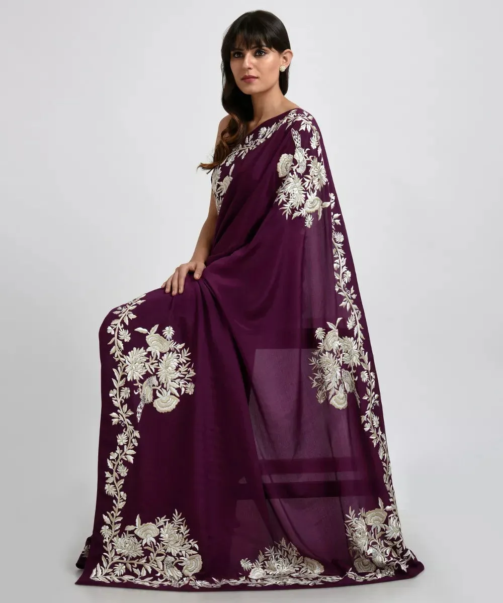 Deep Wine Parsi Gara Saree