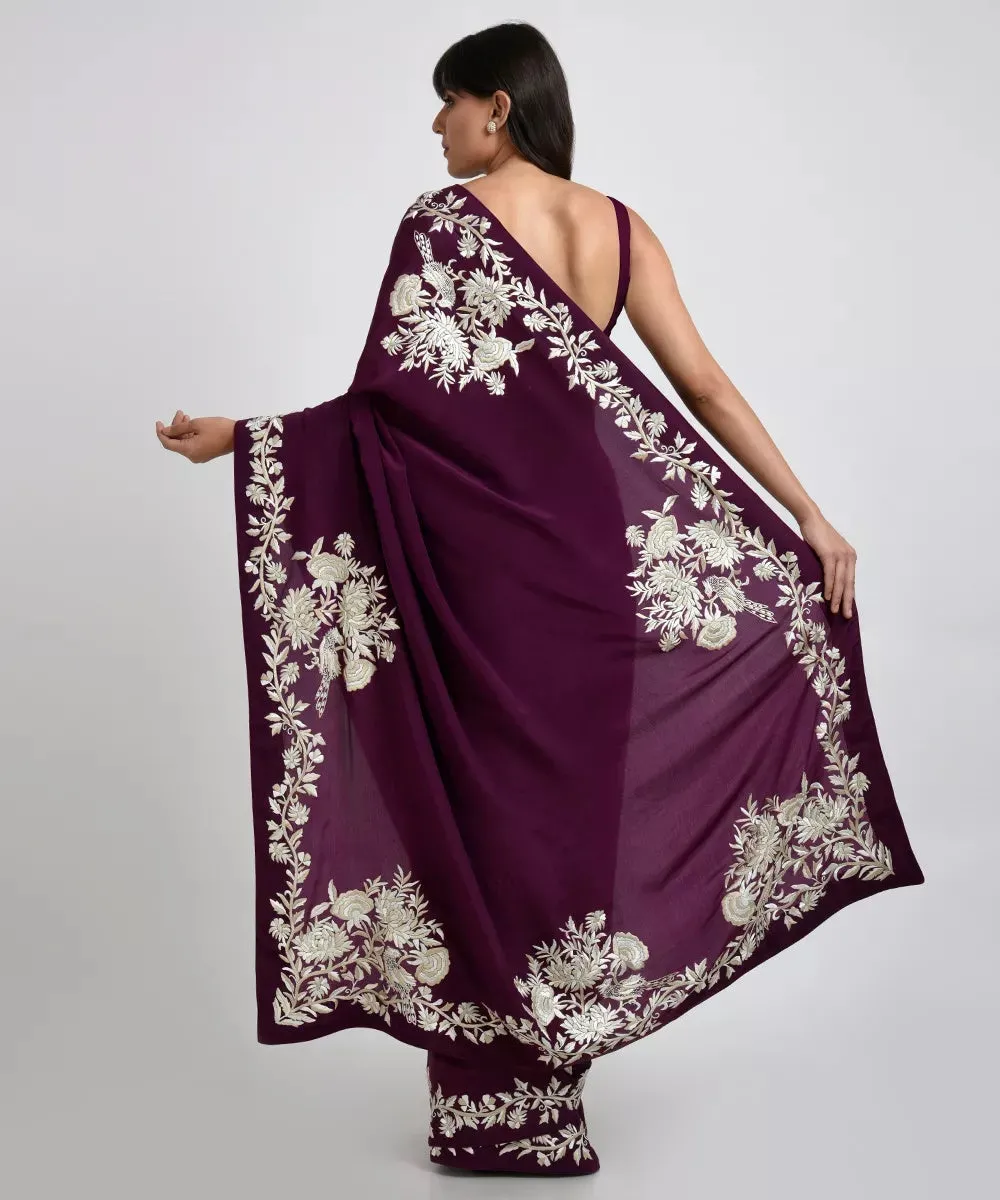 Deep Wine Parsi Gara Saree