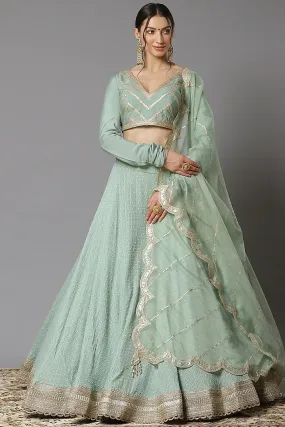 Dust Green Lehenga Set