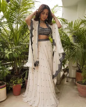 Ebony And Ivory Scalloped Lehenga Set