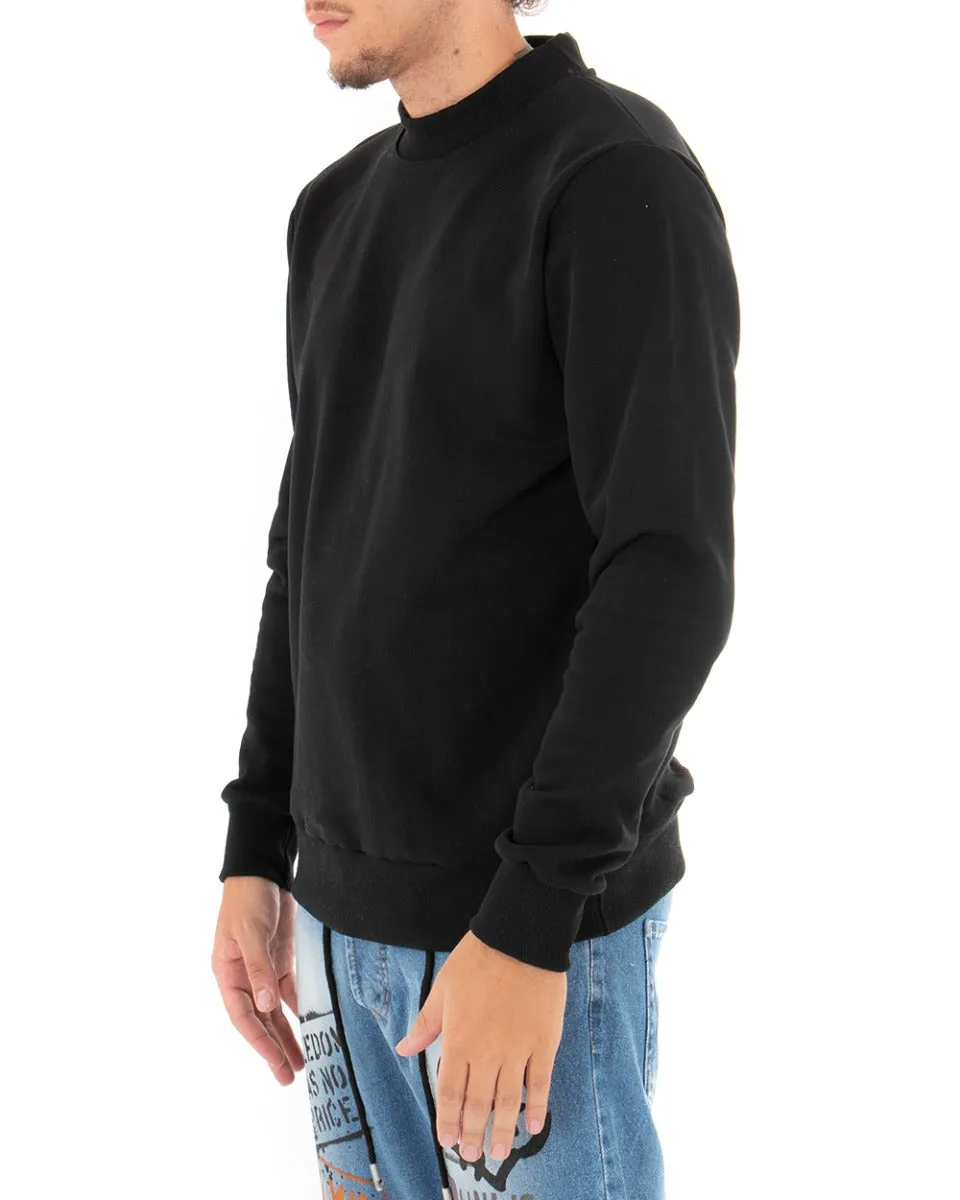 Felpa Uomo Girocollo Maglia Con Stampa Nero Regular Fit GIOSAL-F2820A