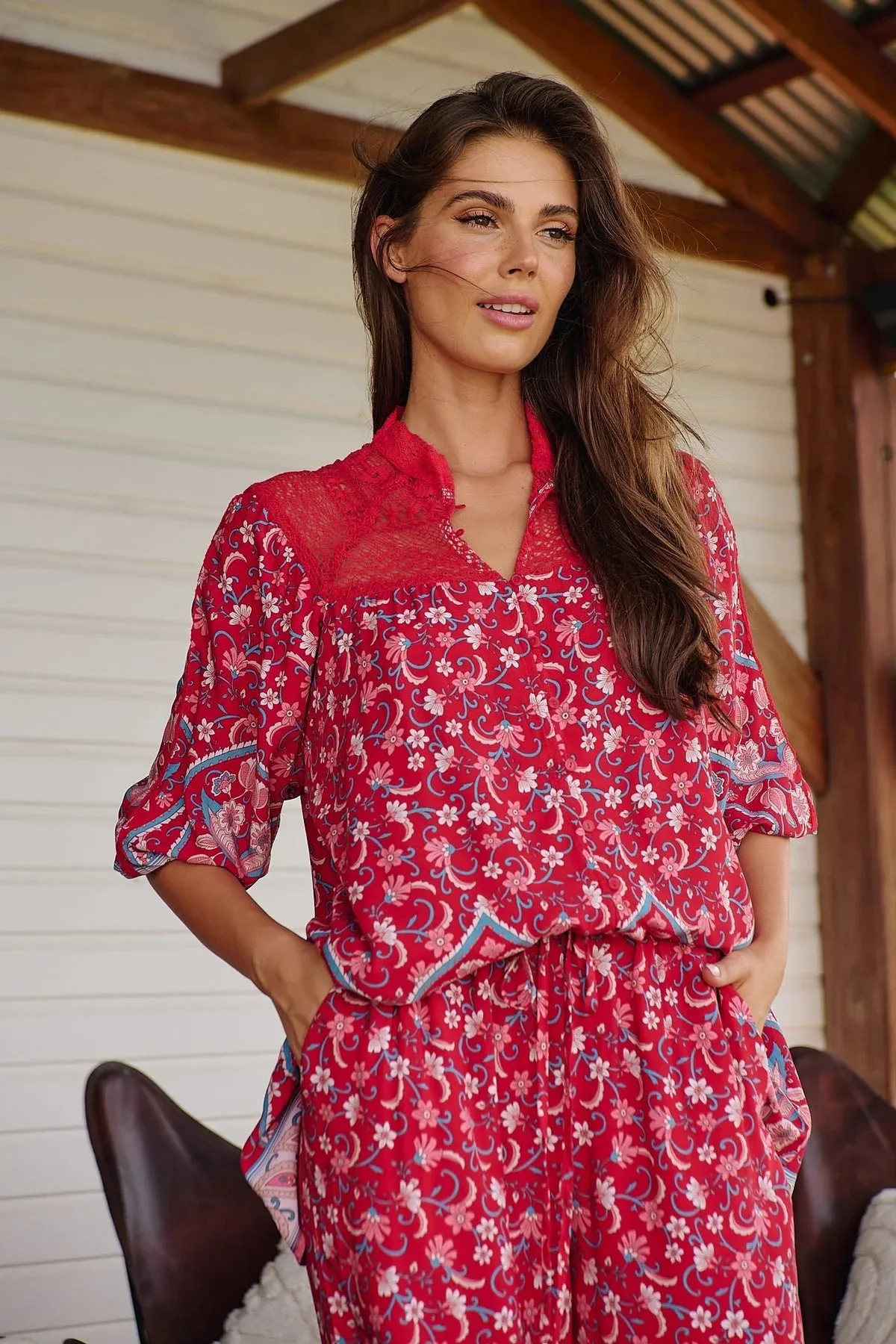 Florence Top Blouse - Ruby Rouge Collection