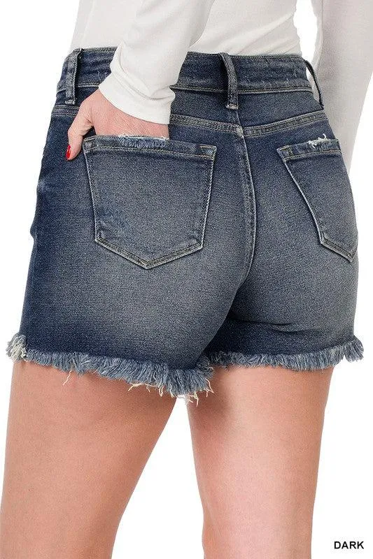 Frayed Hem Denim Shorts | SRB S-L | 32.95